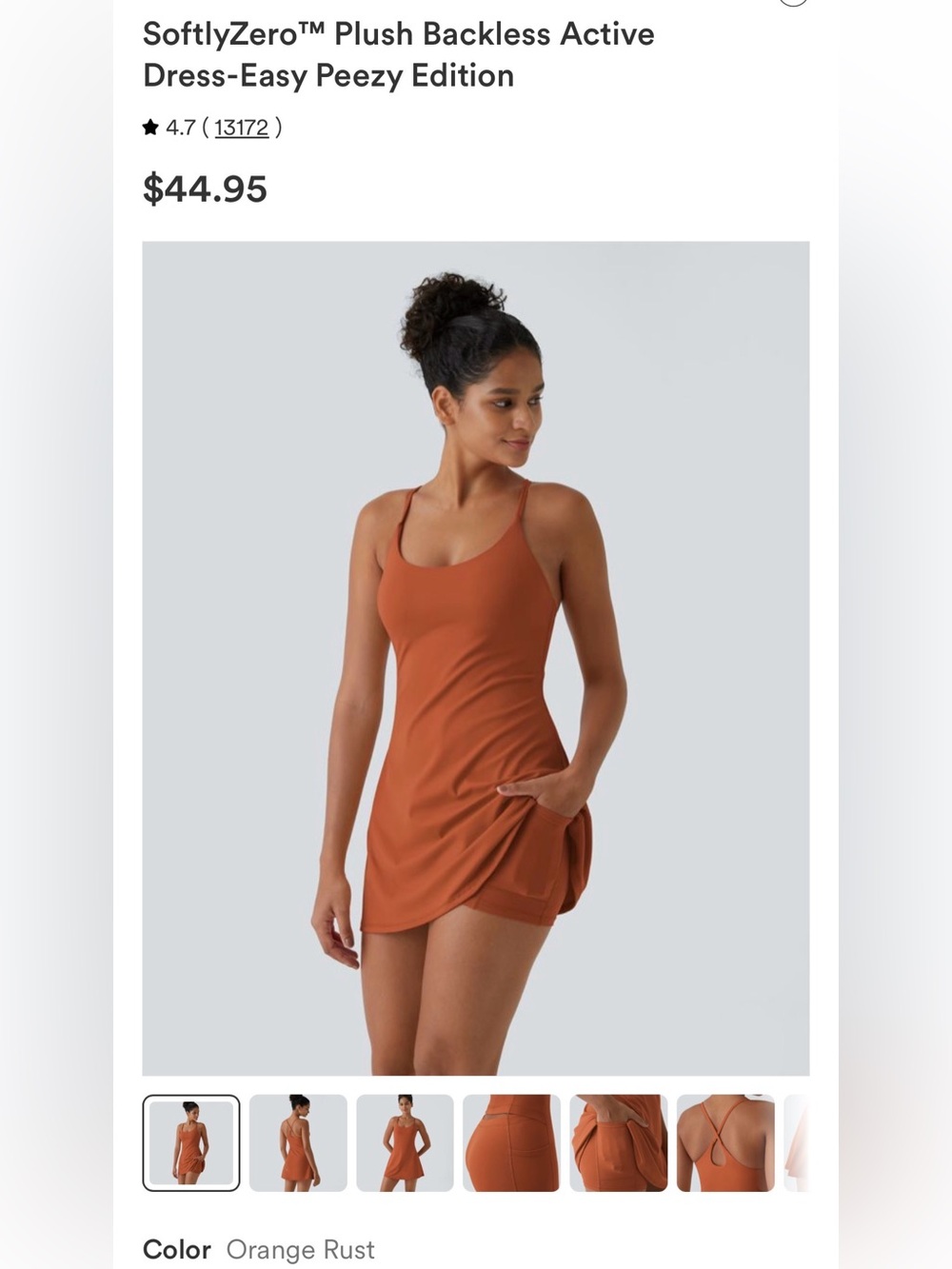 HALARA Orange Rust One-Piece Swim Cover Dress
